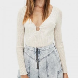 Женский модный вязаный свитер с длинным рукавом и пуговицами